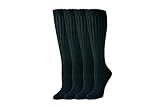 Amazon Essentials Damen Bequeme Kniestrümpfe Aus Baumwolle, Lässiger Stil, 4 Paar, Schwarz, 36-39.5