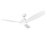 SODSEA 132cm Deckenventilator mit Beleuchtung, Weißer moderner Deckenventilator mit Fernbedienung/APP-Steuerung, dimmbar, 3-Farben-Temperaturen, Deckenventilator mit Licht für Innen/Außen