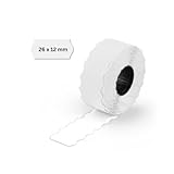 POKORNYS – 9.000 selbstklebende Etiketten für Preisauszeichner (weiß / 26x12mm) I Kennzeichnung mit Preis, Datum, Artikelnummer, MHD, Gewicht I Preisetiketten für Handauszeichner mit Wellenrand