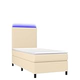 Genérico Wenjingqi 3134674 Boxspringbett, Matratze und LED-Lichter, Stoff, cremefarben, 80 x 200 cm