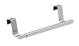 WENKO Tür-Handtuchstange Teleskop Edelstahl, Edelstahl rostfrei, 22-35 x 6 x 7 cm, Silber matt, 6 x 7 x 35 cm