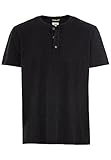 camel active Herren Kurzarm Henley T-Shirt mit Knopfleiste Schwarz Menswear-XXL