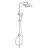 JOHO Duschset ohne Armatur, chrom, Edelstahl Duschsystem, Regendusche set, Überkopfbrause set, Duschgarnitur, eckige Kopfbrause 20x20cm