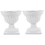 VICASKY 2 Stück Blumentopf Kunststoff Römische Säule Vintage Pflanzgefäß Balkon Deko Für Zuhause Und Garten Wetterfest Kreativ Design Für Grünpflanzen Und Blumen