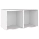 vidaXL Vinyl Aufbewahrungsbox mit 2 Fächern Box Aufbewahrung Kasten LP Schallplatten Sammlung Regal Transportbox Weiß 71x34x36cm Holzwerkstoff