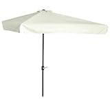 Outsunny Halber Sonnenschirm - Balkonschirm 5 Metallstreben 2,3 x 1,3 x 2,49 m Polyester High Density Creme