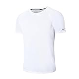 ZENGVEE Sport Tshirts Funktionsshirt Kurzarm Herren Shirt Men Trainingsshirt Schnelltrocknend Fitness Sport Shirts Laufshirt Männer 5010 White M