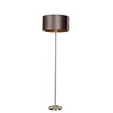 Qazqa - Klassisch I Antik Stehleuchte I Stehlampe I Standleuchte I Lampe I Leuchte Messing mit Samt-Schirm Braun 50cm - Simplo I Wohnzimmer I Schlafzimmer - Stahl Länglich I Rund - LED geeignet E27