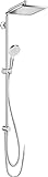 hansgrohe Crometta E - wassersparendes Duschsystem (EcoSmart) ohne Armatur, Regendusche (240 x 240 mm) mit Umsteller, Handbrause, Schlauch, Brausestange und eckiger Kopfbrause, Chrom, 27289000