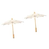 Milisten 2 Stück Eleganter Regenschirm für Hochzeiten Romantischer Lace Parasol mit Ergonomischem Griff für Hochzeitsfeiern Fotografie und Dekoratives Accessoire Øcm Stock Strapazierfähig