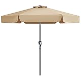 MasterCanopy 230 cm Sonnenschirm neigungsverstellbar, mit schönem Volant, 6 Rippen und Kurbel, für Patio, Garten, Terrasse, Markt, Khaki