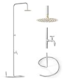 Livlig53 LIVLIG Design Gartendusche Aussendusche, Edelstahl gebürstet, selbststehende Gartendusche, Pooldusche, Outdoor Dusche, Kopf schwenkbar