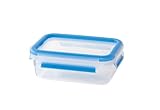 Emsa 508538 Clip & Close Frischhaltedosen | 0,55 L | Rechteckig Klassikformat | Transparent/Blau | Clipboxen | 100% Dicht