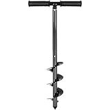 VIDETOL Erdbohrer Hand, 10 x 60 cm Garten Handerdbohrer Set, Schwarz Handerdbohrer, Stahl Erdbohrer für Akkuschrauber, Garten Pflanzen, Tiefkultivieren