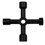 OUDQFCJ 1-teiliger Vierkantschlüssel, 4-Wege-Multifunktionsschlüssel, 4-Wege-Servicekreuz für Schaltschrank-Wasserzähler-Ventil (schwarz)