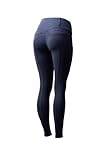 HORZE Damen Reitleggings Mira mit Vollbesatz – Atmungsaktive & Elastische Reithose mit Silikon-Grip, Hohem Bund & Hosentaschen, blau, 42