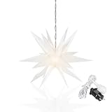 OVILUM Leuchtstern 3D mit LED Beleuchtung | weiß | |Ø 57 cm| 3D Stern mit 18 Spitzen | wetterfest | Garten Deko, Wohnzimmer, Weihnachtsdeko | Weihnachtsstern | mit Timer | 7,5m Zuleitung