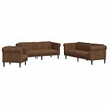 HETFTJN Koltuk Takimi Schlafcouch Schlafsofa Recamiere - 3-TLG. Sofagarnitur Braun Samt für Büro Jugendzimmer Schlafzimmer Hotelzimmer