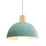 iDEGU Hängelampe Retro E27 LED Hängeleuchte Moderne Skandinavisch Deckenleuchte aus Metall Holz Pendelleuchte für Schlafzimmer Esszimmer Küche Restaurant (Grün, 1 Stück)