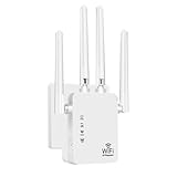 WLAN-Extender-Signalverstärker für bis zu 6.000 m² und 60 Geräte, WLAN Verstärker mit großer Reichweite und Ethernet-Anschluss, Zugangspunkt, 1-Tasten-Einrichtung