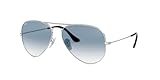 Ray Ban Sonnenbrille Aviator, 58 mm, Gestell: Silber, Gläser: Blauer Grad