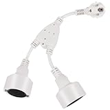 Pfloge® Doppelstecker für Steckdose, 2 in 1 Steckdosenadapter mit Flexible Kable, 250 V, 16 A, 3680 W, PVC-Isolierung, Verlängerungskabel Doppelstecker für Haus, Büro, Küche, Weiß