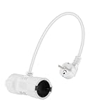 GELRHONR Schutzkontakt Verlängerungskabel, T Form Schuko verlängerungskabel 250V16A IP44 Außenbereich Schutzkontakt (CEE 7/7) Stecker auf Buchse, für Zuhause,Küche (Weiß（kurz）)