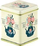 2 Stück - Teedose - Just Love - Teebox - Kaffeedose - 100 Gramm - Mit Scharnierdeckel - Vorratsdosen - Vorratsdosen - Vorratsdosen - Ablagefächer - Teedose quadratisch - Teedosen für losen Tee