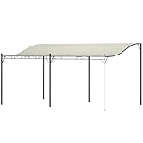 Outsunny Anbaupavillon Pergola mit Dach, Wasserabweisend Pavillon Vordach, freistehend Gartenpavillon Terrassenpavillon Überdachung Gartenzelt Sonnenschutz für Terrasse Garten ca. 3x5x2,5 m Cremeweiß