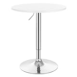WOLTU Bartisch Stehtisch, höhenverstellbarer Tisch 70-91 cm, multifunktionaler Partytisch in Wohnzimmer Küche Balkon, Bistrotisch aus MDF Metall, Weiß