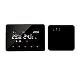 WLAN-Smart-Thermostat, programmierbar, manuell oder automatisch, 2 Modi, mit RF-Empfänger, Sprach-App-Steuerung für Gaskessel, Warmwasserheizung (schwarz)