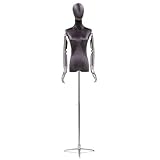 Schneiderpuppe Weiblicher Schaufensterpuppen-Torso, Höhenverstellbar, Kleiderpräsentations-Halbkörper, Verstellbare Schaufensterpuppen-Torso-Schneiderpuppe, Drehbarer, Abnehmbarer Kopf, Arm(Gray,S)