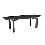 Esszimmertisch 180x95x77 cm Keramik Glas Esstisch Schwarz | Küchentisch ausziehbar bis 240 cm | Glastisch Groß | Speisetisch Esszimmer Rechteckig mit Metallbeinen