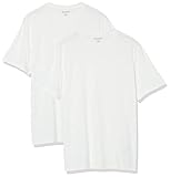 Amazon Essentials Herren Kurzärmeliges T-Shirt mit Rundhalsausschnitt aus Baumwolle – Regular Fit, 2er-Pack, Weiß, M