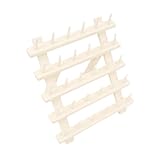rockible Nähgarnständer, Holzgarnhalter, 30 Garnrollenhalter, Kegelständer, Regal, Garn-Organizer zum Dekorieren, Flechten, Stricken, Milchig Weiß