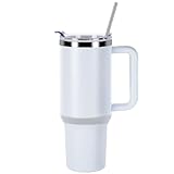 DUNSOO 40oz Thermobecher mit Strohhalm,Kaffeebecher to go Thermobecher mit Deckel,Doppellagiger Edelstahl-Vakuum,Tragbarer Autobecher FüR HeißE und Kalte GeträNke Thermo Cup (Nebelfarbe)