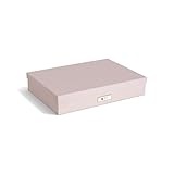 BIGSO SVERKER Dokumentenbox für Unterlagen im A3-Format – Schreibtischablage mit Deckel und Griff – Aufbewahrungsbox aus 100% recycelter Faserplatte und Papier in Leinenoptik – rosa