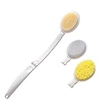 Rücken-Duschbürste, Duschschwamm, Körperpeeling, Rückencreme mit langem Griff, Duschbürste, 3 in 1 und Duschlotion-Applikator, 3 austauschbare Bürstenköpfe