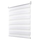 Doppelrollo klemmfix Duo Rollo ohne Bohren,Rollos für Fenster und Tür,lichtdurchlässig und verdunkelnd 80 x 210 cm Weiß