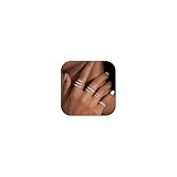 CASSIECA 9Pcs Silber Ringe für Frauen, Silber Stack Ringe Set mit Kubischer Zirkon Daumen Ring Fingerring Verlobung Versprechen Offene Ringe Ring Schmuck für Freundin Frau Mom