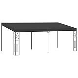 Mengtu Wand Pavillon Gartenpavillon Anbaupavillon Sonnenschutz Sonnenmarkise Terrassenpavillon Terrassendach Gartenzelt Partyzelt für Terrasse GartenBalkon 6x3x,5 m Anthrazit Garten Möbel