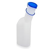 Urinflaschen für Männer 1000ml, ARNOMED Urinflasche milchig mit blauer Verschlusskappe, PP Pinkelflasche für Männer eckig, auslaufsichere Urinflasche Männer, Notfall Urinflasche für unterwegs
