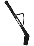 CCM Hockeyschläger-Tasche, Polyester, kann bis zu 4 Seniorenschläger passen, gepolsterter Schultergurt, Verstellbarer Schnallenriemen, schwarz