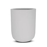 amei Der Bottich Pflanzkübel aus Fiberglas (Grau ø 46 cm - h 60 cm) – Blumenkübel in geometrischer Optik – Handgefertigter Pflanzenkübel aus Stonefiber – UV-beständig und frostfest