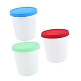 SAFIGLE 3 Stück Teiliges Kleine Runde Gefrierbehälter mit Dicht Schließendem Deckel Wiederverwendbare Aufbewahrung für Speiseeis Joghurt und Desserts Bpa frei Farbiges für Zuhause und