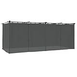 Kangmusi Pavillon mit Vorhängen Anthrazit 6x3 m Stahl, Anthrazit 4003921