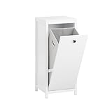 SoBuy Wäscheschrank mit ausklappbarem Wäschetruhe Wäschesack Wäschesammler Wäschekorb Badschrank Badezimmermöbel Weiß BHT ca. 40x90x35cm BZR96-W