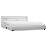 THOYTOUI Bettgestell, Tagesbett Betten Bett Seniorenbett Geeignet für Gästezimmer Wohnung Mehrbettzimmer Hotel mit LED Weiß Kunstleder 140x200 cm