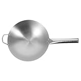 DECOMELODY Edelstahl Wokpfanne ohne Beschichtung Antihaft Bratpfanne mit Dickem Boden Leichte Chinesische Pfanne für Cerankochfeld und Elektroherd Praktische Küchenpfanne mit Zufälligem