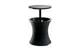 Keter Pacific Cool Bar, 3-in-1 Cocktailtisch, Couchtisch und Outdoor Eiskühler in Rattanoptik, UV-geschützt und wetterfest, anthrazit, Kühlbox 30l Volumen